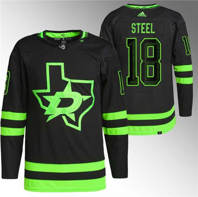 Men%27s Dallas Stars #18 Sam Steel Black Stitched Jersey->dallas stars->NHL Jersey